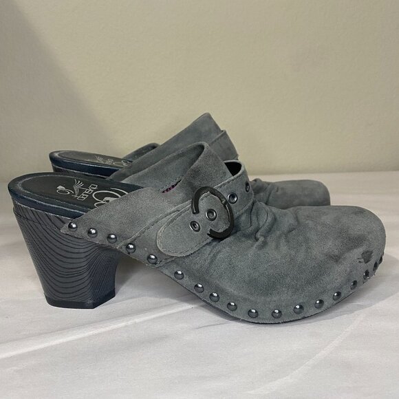 Dansko Womens Gray Nadine Suede Round Toe Slip On Studded Clog Heel Size US 9 - Picture 2 of 10